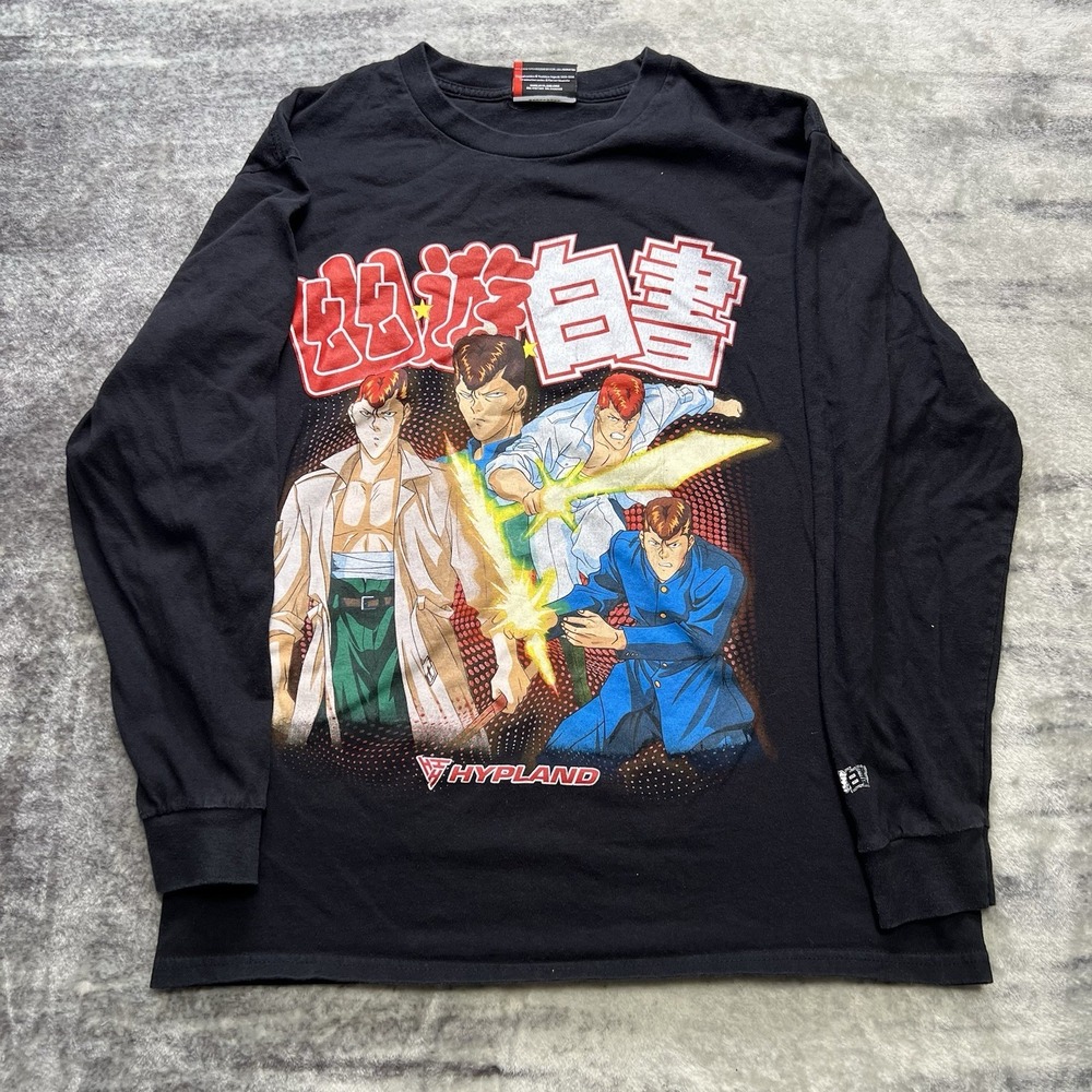 Hypland 90s Retro Yu Yu Hakusho Kazuma Kuwabara Graphic Black L Long Sleeve